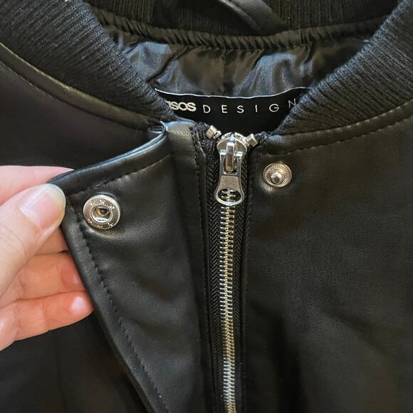 ASOS Faux Leather Black Biker Jacket Size 2 - Picture 3 of 7